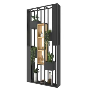 Nordic Living Room Plant Stand Partition Metal Wood Room Dividers Iron Storage Rack Office Partitions