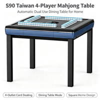 Table de Mahjong automatique S90 style taïwanais à 4 sorties, table de jeu carrée 2-en-1 Mahjong et repas pour usage domestique