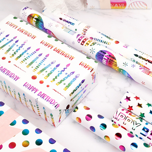 Wholesale Birthday Stamping Gift <b>Wrapping</b> <b>Paper</b> 43*300 cm <b>Wrapping</b> <b>Paper</b> 3 Rolls a Set - Product Image 6