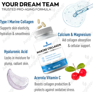 Capsules de <span class=keywords><strong>collagène</strong></span> <span class=keywords><strong>marin</strong></span> hydrolysé Aeglewell de <span class=keywords><strong>type</strong></span> <span class=keywords><strong>1</strong></span> et 3 pour une peau jeune et rebondie - Product Image 3