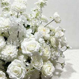 Lush Silk Handmade <b>White</b> <b>Rose</b> Carnation <b>Artificial</b> Flower Banquet Ornament - Product Image 2