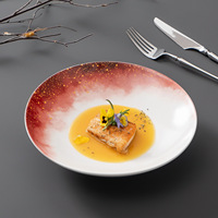 Assiette de service plate en céramique de porcelaine fine, style américain, de qualité supérieure, pour hôtels, restaurants et stands de restauration, nouvelle collection, haute valeur