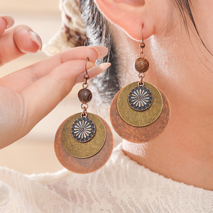 Ensemble de boucles d'oreilles pendantes bohèmes, géométriques, à pampilles, en alliage plaqué bronze antique, bijoux de fête pour femmes - Product Image 3