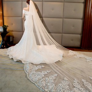 S0382R New High-quality Temperament Light Luxury Retro Super fairy Forest Lace <b>Sequined</b> Veil - Product Image 3