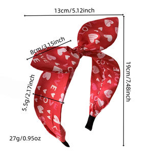 عصابة رأس على شكل قلب مع فيونكة وطباعة شفاه، عصابات رأس واسعة مع عقدة وآذان أرنب، إكسسوارات شعر لعيد الحب - Product Image 4