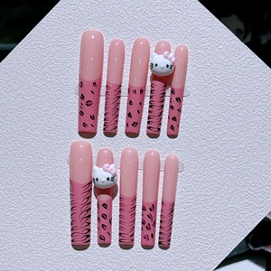 Venta al por Mayor <span class=keywords><strong>de</strong></span> Fábrica: 10 <span class=keywords><strong>Uñas</strong></span> Postizas Extra Largas con Diseño Estilo <span class=keywords><strong>Hello</strong></span> <span class=keywords><strong>Kitty</strong></span>, Hechas a Mano para Aplicación en Dedos, <span class=keywords><strong>Uñas</strong></span> a Presión - Product Image 5