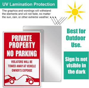 لافتة ممنوع وقوف السيارات للأراضي الخاصة وفقًا للمعايير الأمريكية - تحذير من السحب في حالة التجاوز، لافتة مرورية عاكسة - Product Image 3