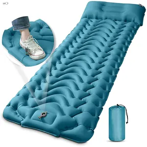 Amping ngủ Pad, siêu nhẹ cắm trại mat với gối được xây dựng trong Bơm chân Inflatable miếng đệm ngủ nhỏ gọn