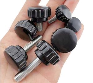 M3 M4 M5 M6 M8 M10 M12 Carton Stainless <strong>Threaded</strong> Knurled Head Thumbscrew Black Plastic Round Handle Adjustment Thumb <strong>Knob</strong> Screw - Product Image 5