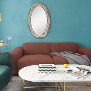 PARISLOFT Espejo de Pared de Madera Irregular de 41,5 "H, Decoración de Espejo Ovalado para Baño, Sala de Estar o Entrada - Product Image 2