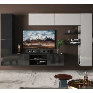 Haut de gamme moderne <span class=keywords><strong>blanc</strong></span> <span class=keywords><strong>noir</strong></span> laque unité <span class=keywords><strong>TV</strong></span> armoire murale meubles de salon supports de télévision - Product Image 6
