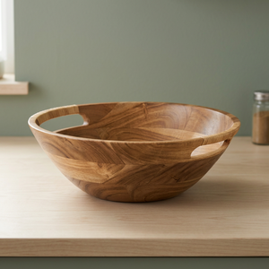 Multipurpose Acacia Wood Salad <b>Bowl</b> Round Shape Vintage Design Eco Friendly <b>Party</b> Home Decor Dishwasher Safe - Product Image 2