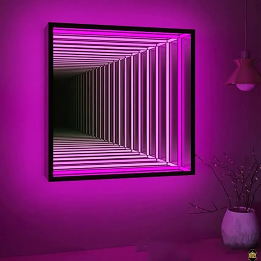 Modern Design large LED Infinity Mirror Wall Light LED Tunnel Mirror with Remote Control Multi-Color Changing Glass Light miroir