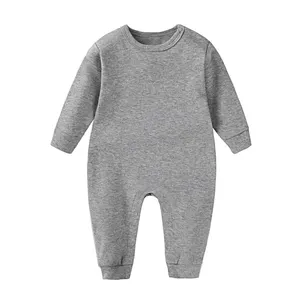 Factory Price 100% Cotton Plain Baby New Bown Clothes Long Sleeves Body Suit Romper