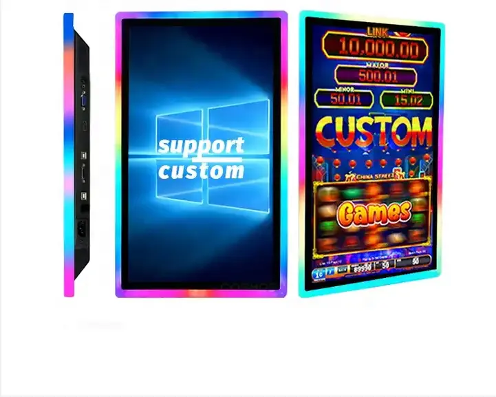 Moniteur vertical capacitif à écran tactile pour kiosque de 21/32/43/55 pouces avec lumière LED Moniteur tactile incurvé pour jeu vidéo