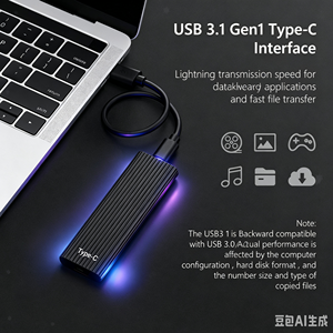 Disque SSD externe noir en gros, 1 To, jusqu'à 600 Mo/s, USB 3.2 Gen 2, pour le gaming, les étudiants et les professionnels - Product Image 3