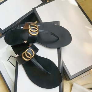 Zapatos de Mujer de Cuero de Alta Calidad, Sandalias Planas de Diseño de Lujo para Exteriores, Chanclas Ligeras para Mujer - Product Image 1