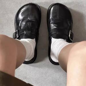 Japanese-style Women's Niche Design Big-head <b>Mules</b> British-style Platform Outdoor Birkenstock Slip-on <b>Backless</b> Slippers - Product Image 4