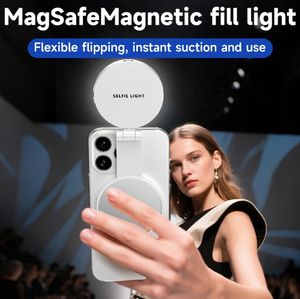 Anillo de Luz LED Plegable Recargable, Soporte Magnético para Teléfono con Espejo para Maquillaje, Vlogs, Fotografía y Video - Product Image 2