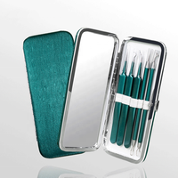 Kit de pincettes à aiguilles pour le nettoyage de la peau, accessoire vert pour enlever les points noirs, boutons en acier inoxydable, idéal pour l'acné