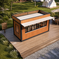 Moderner Vorgefertigter Holzoptik-Verkaufskiosk Modularer Kaffeestand mit Servicetresen