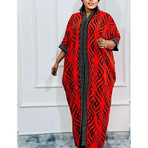 Robe longue kaftan à capuche imprimé africain pour femme - Robe grande taille à manches chauve-souris et bordure de sequins, tendance - Product Image 4