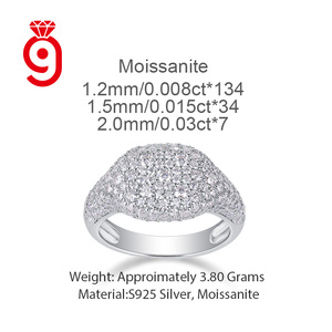Originele groothandel 925 sterling zilver moissanite zilveren <span class=keywords><strong>ring</strong></span> voor heren, 'iced out' hiphop stijl, heavy duty, grote bling juweel - Product Image 6