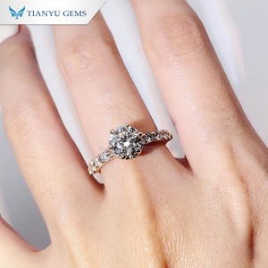 Anillo de Oro Sólido Amarillo de 14K Personalizado de Tianyu Gems con Diamante de Laboratorio de Corte Brillante Redondo, Elegante y Clásico para Mujer - Product Image 3