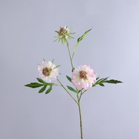 Bunga Scabiosa Sutra 3 Kepala Berkualitas Tinggi Warna Biru untuk Dekorasi Pernikahan dan Pesta di Rumah
