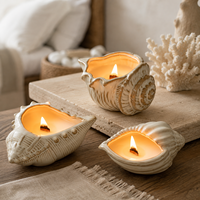 Porte-bougie en céramique décoratif de style côtier haut de gamme avec texture artisanale pour la décoration de table à la maison
