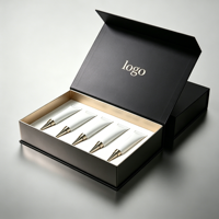 Luxury Black Magnetic Gift Box Custom Logo Cosmetic Tube Packaging Set Gold Tip Skincare Squeeze Tubes Paper Gift Box for Face