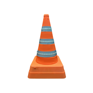 Cono di Sicurezza Pieghevole con Striscia LED Retrattile da 45cm, Cono di Emergenza Solare con Telecomando, Protezione IP65 per Autostrada - Product Image 1