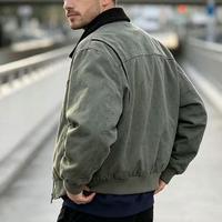 Veste de travail en toile délavée et usée, fermeture éclair, style workwear