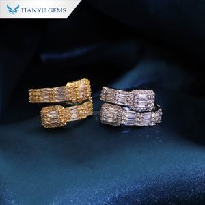 Anillo Cubano de Cobre de Moda Hip Hop de Tianyu Gems con Diseño de Doble Hilera de Circonitas Baguette, Joyería de Diseño - Product Image 3