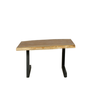 Mesa de Centro de Diseño Industrial con Tapa de Madera Natural de Acacia con Borde Vivo y Base de Hierro, Mesa Moderna y Duradera - Product Image 3