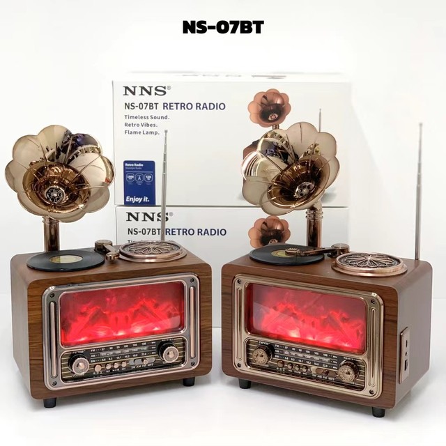 NS-06BT Wireless BT Flame Lamp FM/AM/SW3 BAND Retro Radio Rechargeable Battery Speakers Support TF/USB Vintage Radio