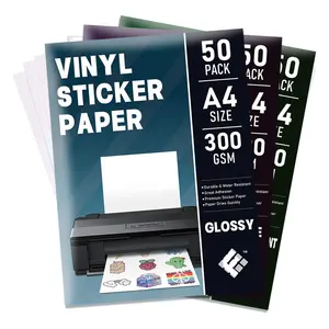 Miglior prezzo Fy olografico etichette opache a getto d'inchiostro fogli di vinile lucido foglio trasparente A4 adesivo di carta per stampante