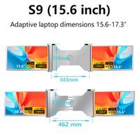 15.6 pouces Portable FHD Triple écran moniteur double écran Double moniteur pliant pour ordinateur portable écran Extender