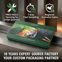 Caja de Lata Metálica con Bisagras para 72 Lápices de Colores, Estuche de Lata con Impresión de Fotos, Set de Regalo Artístico, Papelería, Lata de Hojalata, Fábrica OEM, Venta al por Mayor