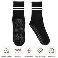 Chaussettes de Pilates en coton 100 % antidérapantes avec grip, logo personnalisé, tricotées, pour femmes, vente en gros