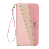 Dompet Panjang Wanita Model Vintage dengan Ritsleting, Bahan Kulit PU, Multifungsi, Dompet Koin Kecil dengan Banyak Slot Kartu