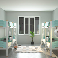 Lits superposés double étage pour dortoir d'usine, design moderne et simple, structure en fer, démontables, couleur et taille personnalisables, pour étudiants