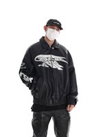 Veste en cuir brodée de style urbain Penpace pour homme, doudoune épaisse au design unique
