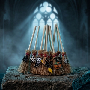 Balai de sorcière magique de 10 cm en gros, thème Halloween, décorations pour la maison, jouets de jeu de rôle pour enfants - Product Image 1