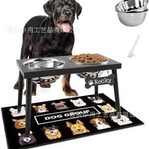 Soporte elevado para tazón de perro de acero inoxidable, tamaño mediano/grande, con tazones para comida y agua, estación de alimentación para perros - Product Image 1