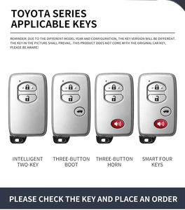 Vente en gros d'usine - Housse de clé de voiture en alliage de zinc et cuir avec porte-clés pour Toyota Camry RAV4 Corolla - Étui à clé avec logo personnalisé - Product Image 4