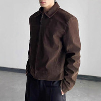 Nouvelle Collection Automne/Hiver 2025 – Blouson Court Zippé pour Homme, Col Montant Vintage, Coupe Slim Robuste en Fibre de Viscose avec Revers