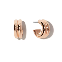 Bijoux minimalistes personnalisés Maimang, argent sterling 925 plaqué or 18 carats, boucles d'oreilles créoles doubles cercles pour femmes
