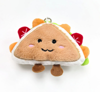 Nouveau design Porte-clés pizza en peluche amusant, Pendentif de sac à dos en peluche, Jouet pizza mignon pour machine à griffes, Jouet en peluche pas cher