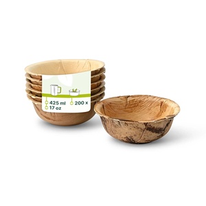 Bols ronds en feuille de palmier de canne à sucre de 425 ml de qualité supérieure, très demandés, pour desserts et plateaux à fruits pour pâtisseries - Product Image 1